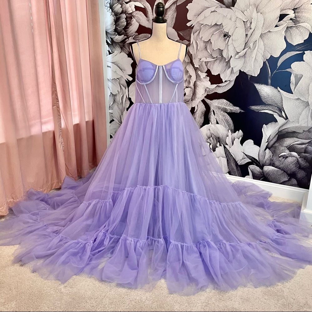 Bridgerton Lavender Purple Tulle Wedding Dress w/ Corset Back Size 14
